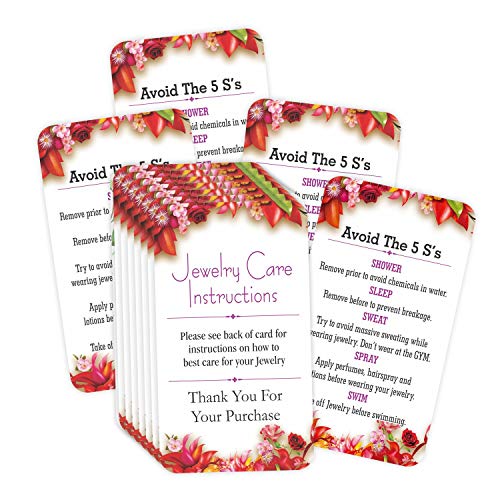 Jewelry Care Instruction Cards - (Pack of 100) 3.5\" x 2\" Thank You Package Insert for Jewelry Cleaning Customer Directions - Thumbnail 4
