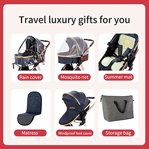 TXTC Luxe kinderwagen, slaap- en zitmodus 3 in 1 kinderwagen peuter wiegwagen met stoelcombinatie, verstelbare… - Afbeelding 3