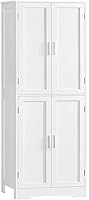 TEENFON 67" Tall Storage Cabinet with 4 Doors, 2 Adjustable Shelves - Kitchen Pantry, Bathroom Cupboard for Living Room, White