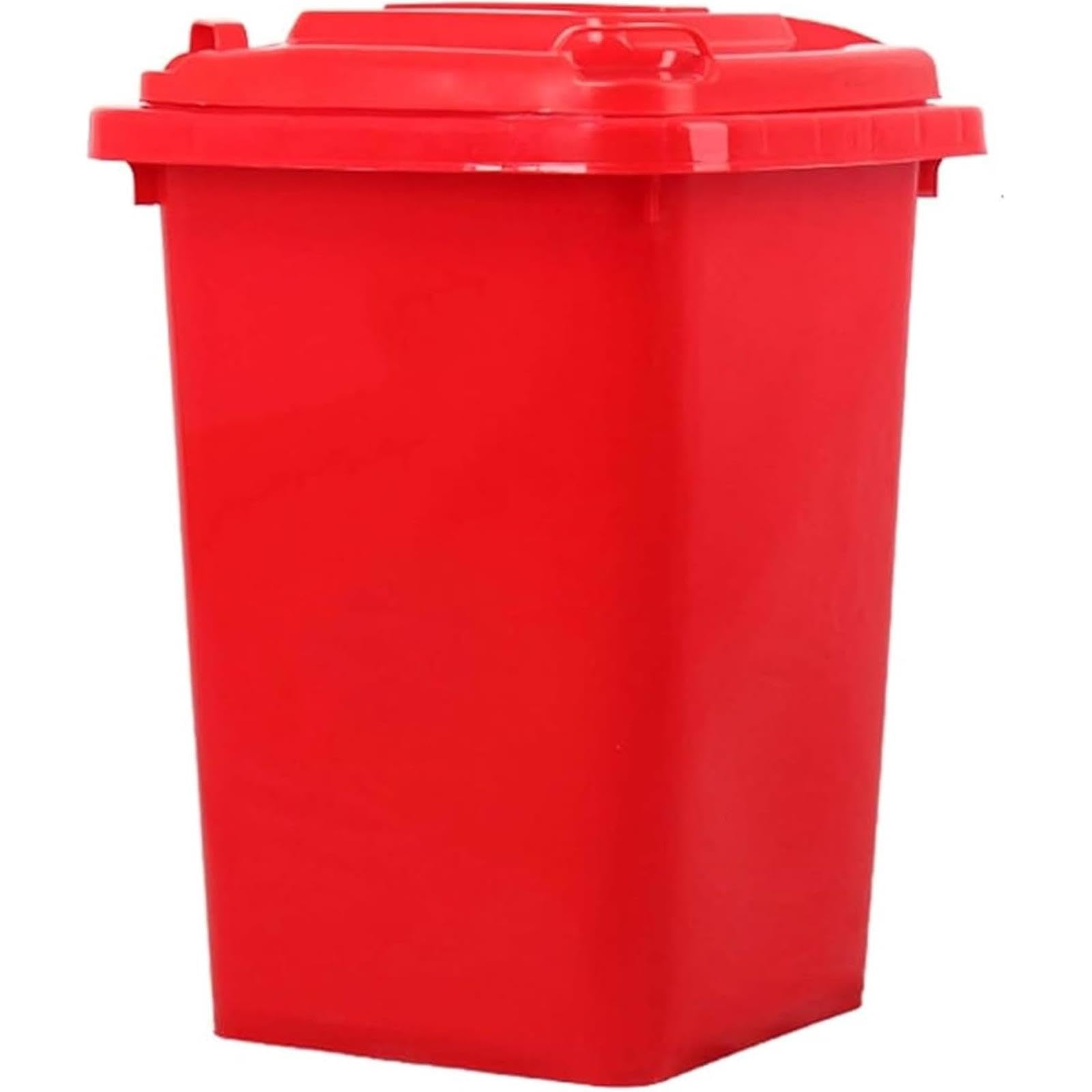 VITIWEDTY Large Cylindrical Commercial Garbage Bin, Heavy Duty Plastic Waste Container for Garden, Patio, Roadside and Public Areas (Red 50L)