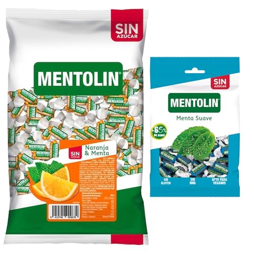 Mentolín caramelos garganta naranja s/a bolsa 1kg y de regalo menta suave s/a bolsa 100g