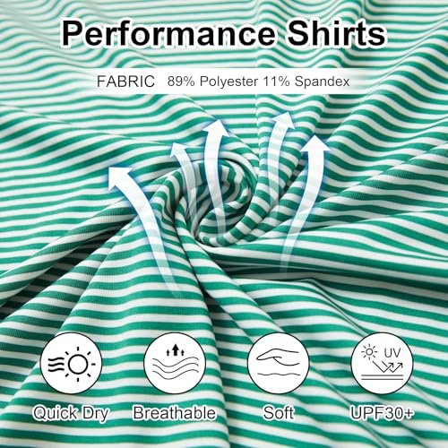 Image of Golf Shirts for Men - Dry Fit Moisture Wicking Short Sleeve Performance Sport Casual Striped Collared Mens Polo Shirt