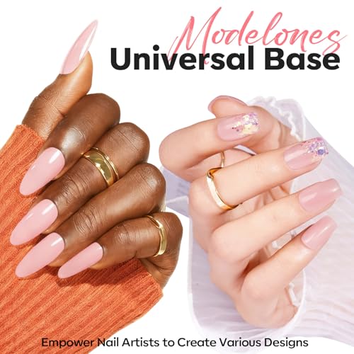 Image of modelones Gel Builder for Nails, 2oz Nude Pink Hard Gel - High Hardness for Nail Extensions, Sculpting,Overlays & Apex Building, Self-Leveling 10-in-One U V /LED Cured, Home & Salon DIY Art Manicure