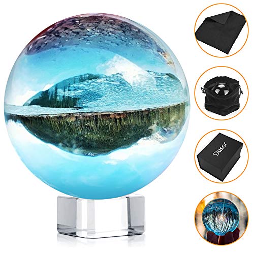 Dusor Glaskugel Fotografie, 80mm/3.14inch K9 Glas Lensball, Klare Kristallkugel, Fotokugel mit Ständer und Box Art Décor, Crystal Ball Fotografie Dekoration Geschenk für Freund