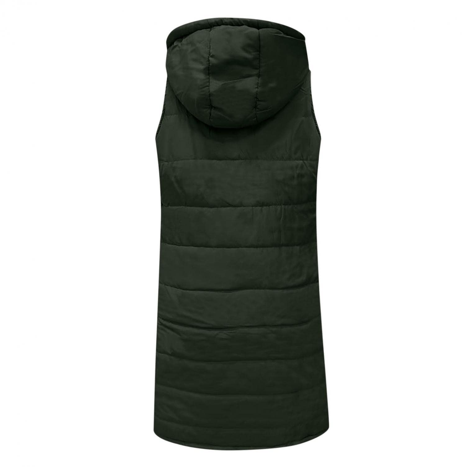 Gilet Matelassé Dames sans Manches Dames À Capuche Manteau d'hiver Gilet Épais Veste sans Manches Gilet Matelassé pour Dames Coupe-Vent Dessus Puffer Gilet (Color : Army Green, Size : 4XL)