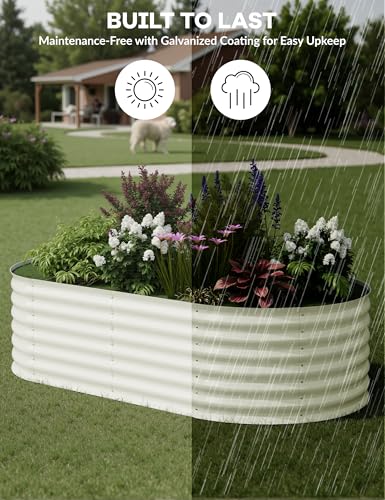 Garvee Steel Raised Garden Bed Kit - Rust-Proof Open Base Design, Tool-Free Assembly, 1.5-2Ft Deep Planter Box for Vegetables,Herbs,Flowers,White,6x3x2 ft