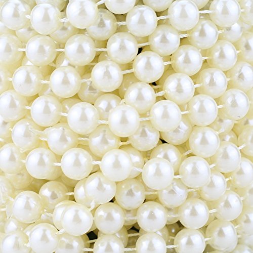 Kupoo 22 Yards 10 Mm Large Ivory Pearls Faux Crystal Beads By The Roll For Wedding Party Decoration (22 Yards Ivory) #TOP1