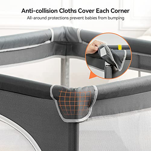 Image of COMOMY Playpens for Babies and Toddlers, Small Baby Play Pens, Activity Center for Safe and Non-Slip Baby Fence, Full Mesh Design, Indoor & Outdoor Kids Activity Center (Dark Grey, 36 inchx36 inch)