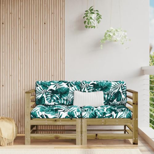 Modulares Ecksofa aus Kiefernbrettern imprägniert, 2 Stück, mit Kissen für Garte