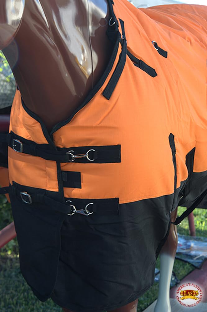 HILASON Sábana impermeable para caballo de invierno 1200D, color naranja, 84 pulgadas, manta de caballo para invierno, impermeable, manta para caballo