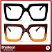 Breaksun Oversized Blue Light Glasses for Women Fashion Thick Square Computer Eyewear Non-Prescription Black Glasses (New Black+ Brown Orange)