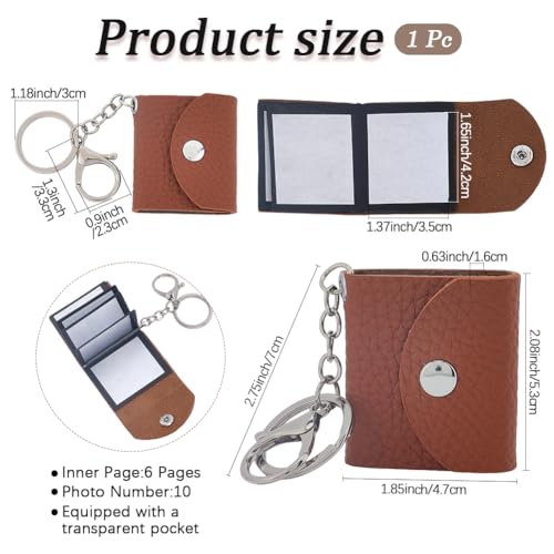 Álbum de fotos portátil en cuero PU con llavero, mini álbum marrón para 6 fotos, con cierre de langosta, ideal como regalo para parejas y familia miniatura 2