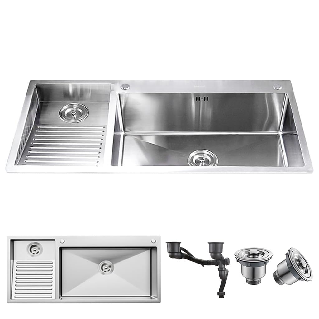 Évier à linge inox pour buanderie et balcon avec double vasque intégrée