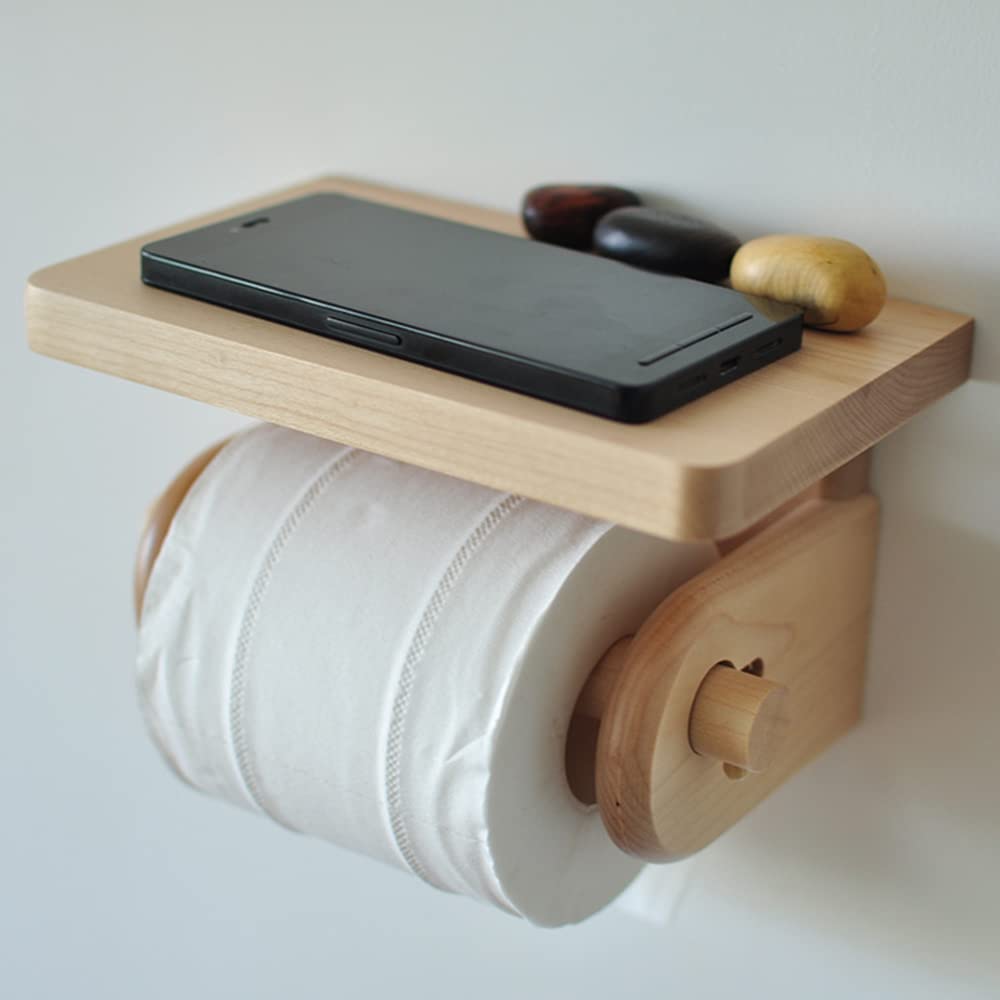 Uchwyty Na Papier Toaletowy, Drewniany Uchwyt Ścienny Do Kuchni/Łazienki Z Półką, Uchwyt Na Papier Toaletowy Do Łazienki, Uchwyt Na Papier Toaletowy, Akcesoria Łazienkowe, Klon
