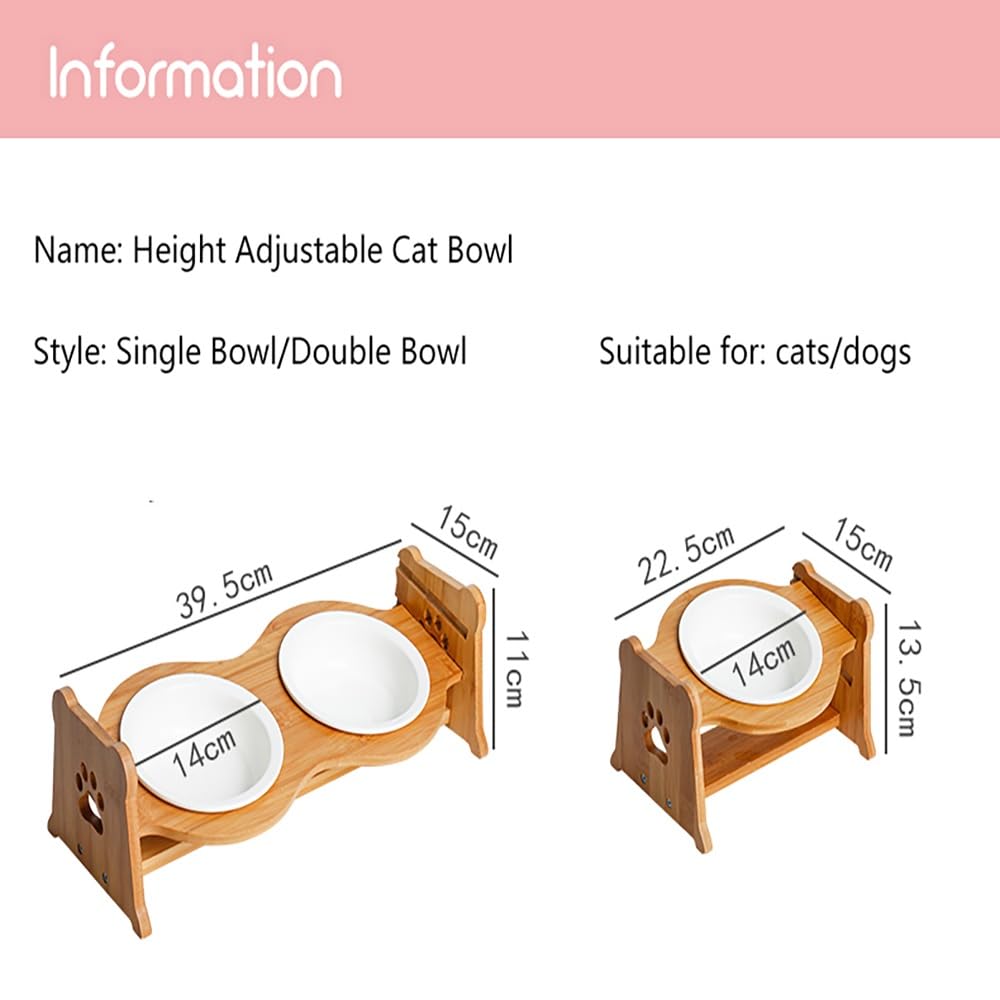 Ciotola Regolabile In Altezza Per Animali | Mangiatoia Soprelevata Con Protezione Cervicale, Perfetta Per Cuccioli E Gattini(Pink Double Bowl)