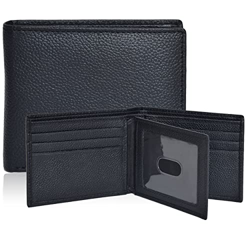Estalon Real Leather Bifold Wallet For Men-Rfid Slim Bi Fold Wallets Front Pocket Minimalist Billfold Credit 9 Card Holder Id Window #TOP12