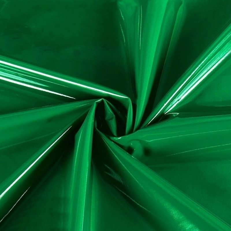 50X145CM 13 Color Shiny Glossy Vinyl Leather PU Fabric Soft Stretch Mirror Material for Bag Dress Stage Costume Upholstery (Grass Green)