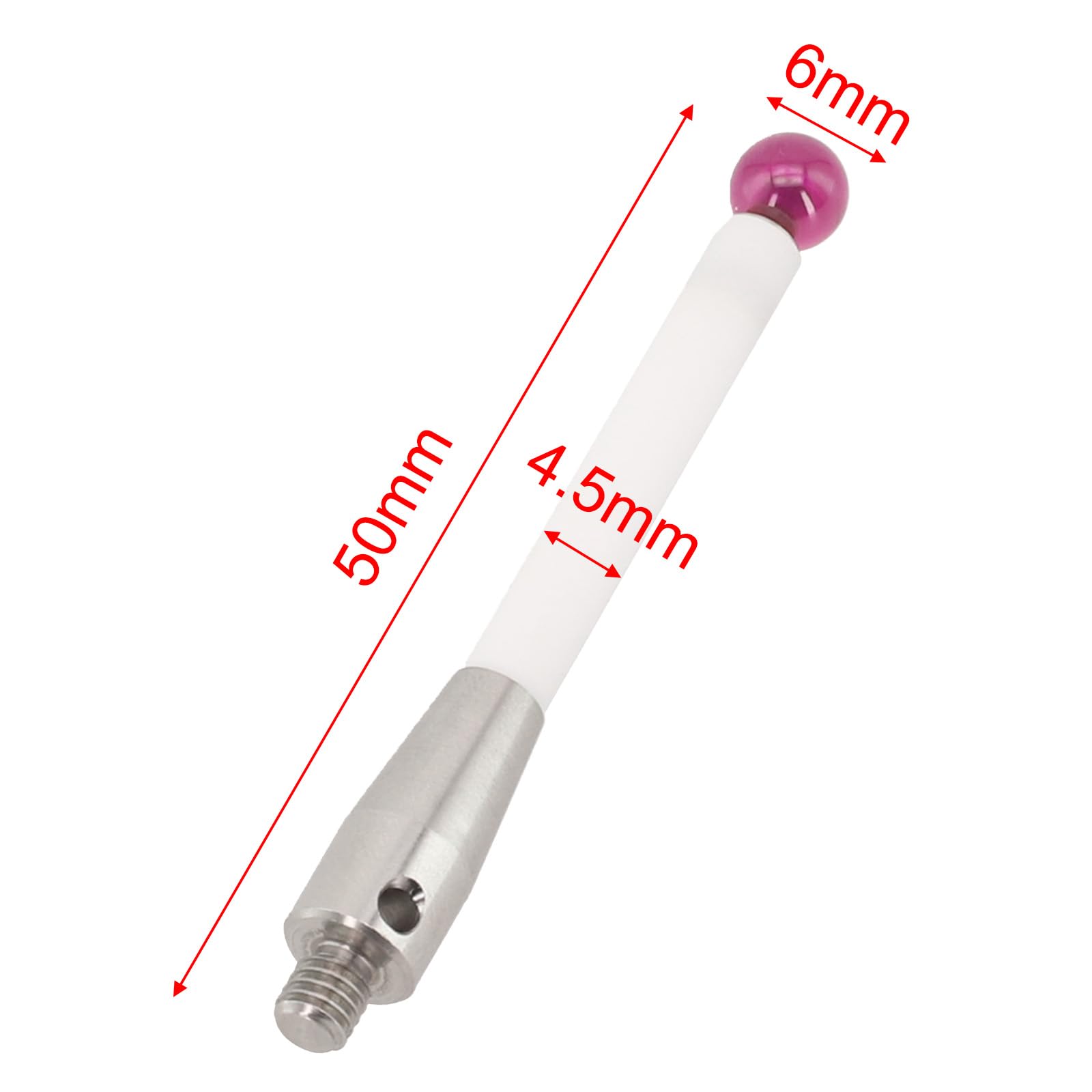 HAUINVC 4Pcs A-5000-3709 CMM Probe Stylus 6mm Ruby Tips 50mm Ceramic Stem M4 Thread for Renishaw for High Precision Measurements