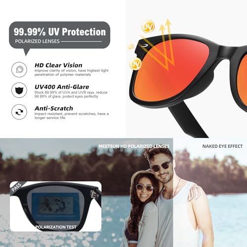 Image of MEETSUN Polarized Sunglasses for Women Men Classic Retro Square Frame Driving Sun Glasses UV Protection