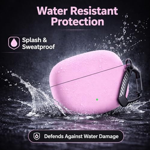 Image of Anvique Silicone Case Cover for Oneplus Nord Buds 4 Pro, Scratch Resistance, Shock Absorption, with Premium Carabiner (Pink T)