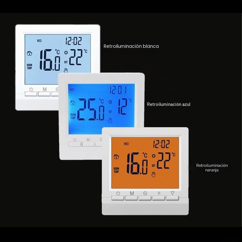 Termostato inteligente programable, termostato montado en la pared, calderas de gas, controlador de temperatura de calefacción con pantalla LCD grande, sin WiFi