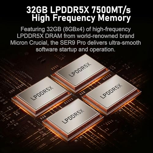 Image of Beelink Mini PC SER9 Pro+ AMD Ryzen 7 H 255 (8C /16T,4.9GHz),32G LPDDR5X 7500MT /s 1TB PCIe4.0 Mini Computers,Radeon 780M Gaming PC,4K 240Hz Triple Display,2.5G LAN /Built-in MIC /Dual Speakers /Al Voice