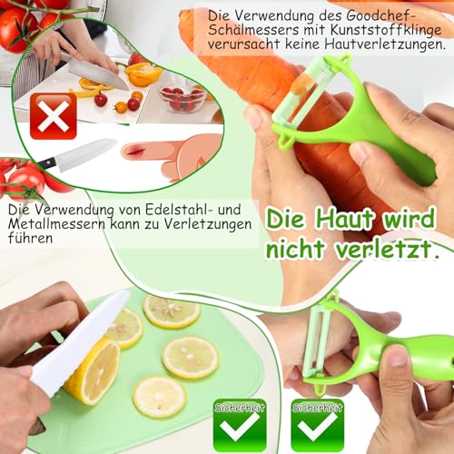 Goodchef Kindermesser, Kinder Schälermesser 8 teiligs, Sicher für Kinder ab 2 Jahren,Enthält drei schnittfeste Ersatzklingen und eignet sich für die frühkindliche Förderung und das geistige Training. 2