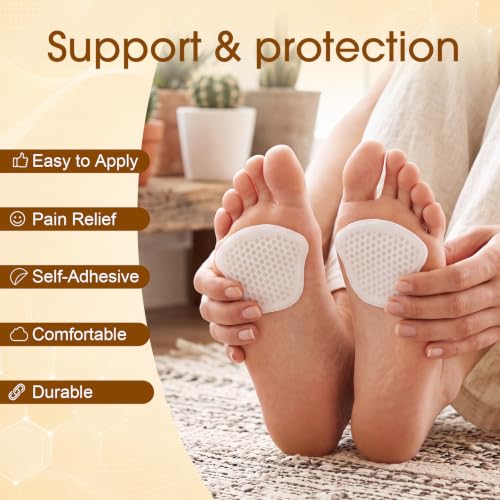 Image of Syhood 20 Pieces Metatarsal Felt Pads Foot Insert Pads Ball of Cushion for Pain Relief Forefoot and Sole Adhesive Accessories for Men and Women 1 /4 Inch Thick(Honeycomb Style,White,Sebs Material)