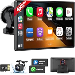 9″ Wireless Apple CarPlay Android Auto Screen – 4K Dash Cam, GPS Navigation, HD Touchscreen, AirPlay, 1080P Backup Camera, Car Stereo – by Jataza