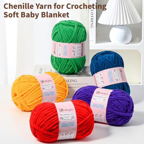 Image of 2 Pack Violet 14.1 oz /196.8 yds Chunky Chenille Yarn for Crocheting, #7 Super Bulky Baby Blanket Yarn for Crocheting Soft, Fluffy Velvet Yarn for Knitting, Amigurumi Crochet Yarn for Crafts