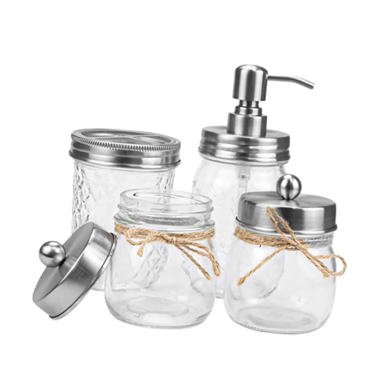 VICASKY Accessori Bagno in Vetro Trasparente Portaspazzolini e Dispenser Lozione Design Classico e Superficie Liscia Facile da Pulire e Portatile Materiale Durevole per Uso Quotidiano