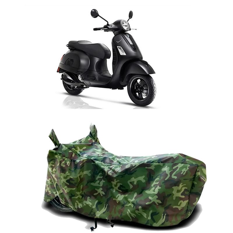 Image of DUFFEL-100% Heat Protection Two Wheeler Bike /Scooty Body Cover for Vespa Notte 125 BS6 Water Resistance /UV-Rays /Birds Dropping /Scratchproof /Dust Proof /Waterproof[Green Jungle Print]