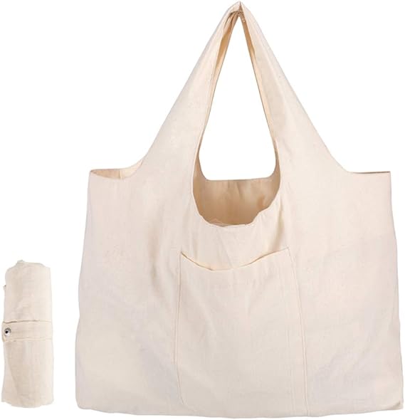 Amazon 大容量 折りたたみ エコバッグ 純綿 キャンバス 買い物バッグ ショッピングバッグ 手提げ袋 トートバッグ とーとー 帆布 ズック 無地 コンビニ スーパー メンズ レディース おしゃれ ベージュ Lサイズ エコバッグ 買い物バッグ