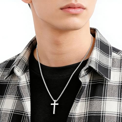 weryerker 2 Pieces Cross Necklace for Men, Layered Choker Necklace Cross Pendant Stainless Steel Chains for Men Jewelry Gift - Image 5