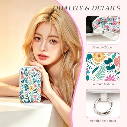Image of KJQJLY 2 Pack Portable Tampon Organizer Bag Tampon Holder & Storage Case with Zipper for Travel, Discreet Period Bag for Purse, Waterproof Feminine Products Pouch for Women (Flower 2)