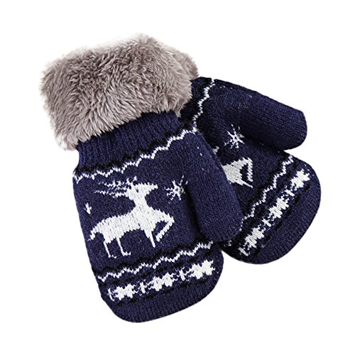 Preisvergleich Produktbild EROSPA® Baby Kleinkinder Handschuhe - Warme Winter- Handschuhe Rentier - Blau