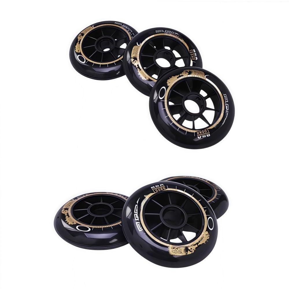 6er Pack Inline Skate Ersatzrollen Mit Lagern 85A PU Material Verschleißfest, leise Geschwindigkeit und Griffigkeit Geeignet für Asphalt und Beton(Schwarz,125mm)
