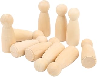 10Pcs Wooden Peg Dolls 75mm / 3.0in Unfinished Doll People Burr‑ Develop Hands‑On Skills Wooden Decorative Figures for Kids Art and Creative Craft(#2)