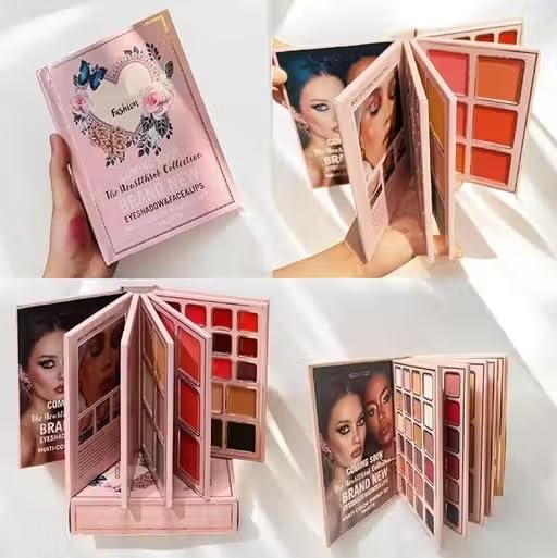Kamz 5in1 Makeup Palette,All-in-One Face,Eyes&Lips,for All Skin Tones | Multi-Colour Shades, Book Flip Design, Blush & Lip Colours, All-in-One Palette, Compact Travel Size-image-43