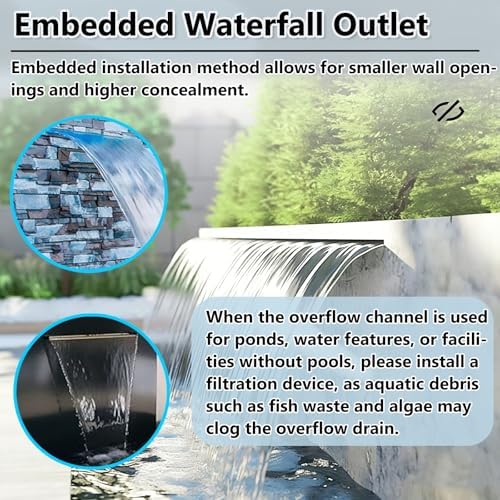Customizable 12in Stainless Steel Waterfall Fountain - Elegant Outdoor Garden Water Feature for Patio & Deck - Modern Pond Decor with Fittings