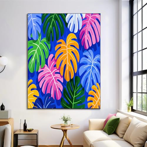 Illustration de feuille de Monstera art mural rose pour salle de bain et toilettes