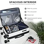 KROSER Carry On Luggage with Spinner Wheels & Built-in TSA Lock, Expandable Top Opening Hard Shell Suitcase Large Capacity Durable Rolling Luggage with USB Port, Carry-On 20-Inch, White - Image 3