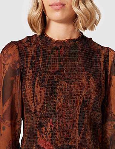 Desigual Women's Woven Blouse Long Sleeve, Brown, M #TOP3