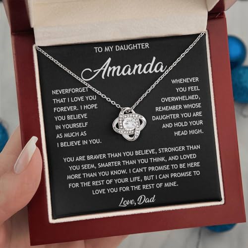Personalized To My Daughter Name Necklaces, Gift From Dad, Gift for Daughter from Dad, Father Daughter Necklace, Love Knot Necklace for Daughter from Dad, Birthday Gift Daughter, Christmas Gift2