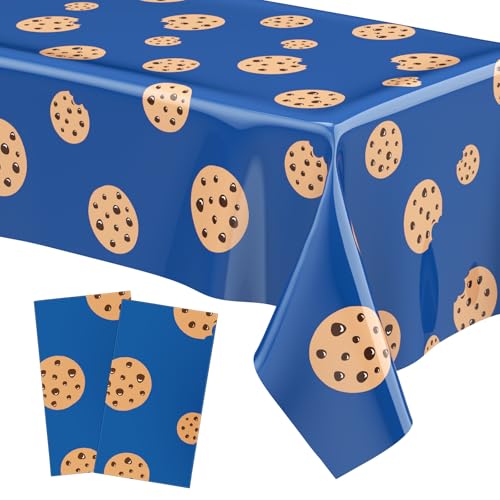 Oudain 2 Sheets Cookie Birthday Party Supplies Cookie Tablecloth 54 x 108 Inch Plastic Table Covers for Birthday Party Decorations