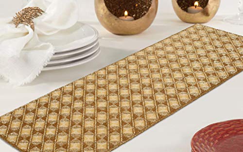 Beaded Table Runner 36Inch,Glitz Table Runner,Decorative Table Runner,Farmhouse Decor Table Runner,Rustic Bridal Shower Beaded Table Runner,Beaded Christmas Table Runner-13X36 Gold Tonal Multi #TOP6