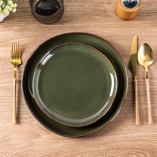 Image of AmorArc Ceramic Dinnerware Sets for 4, 12Pcs Plates and Bowls Sets Dishes | Stoneware Handmade Reactive Glaze Dinner Set, Highly Scratch Resistant | Dishwasher & Microwave Safe Dishware
