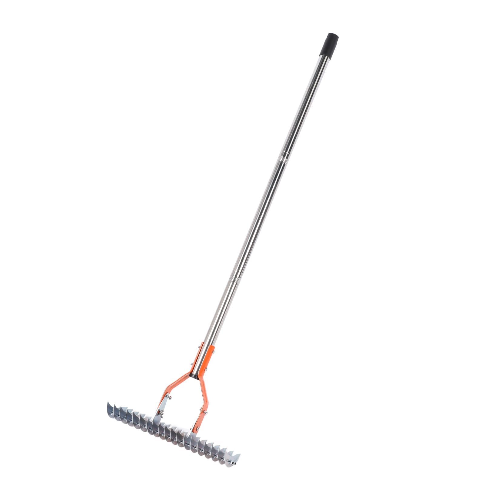 Rastrello in acciaio al carbonio robusto per paglia da 37 cm, per erba morta, cortile, giardino, per appassionati di giardinaggio (3 sezioni)