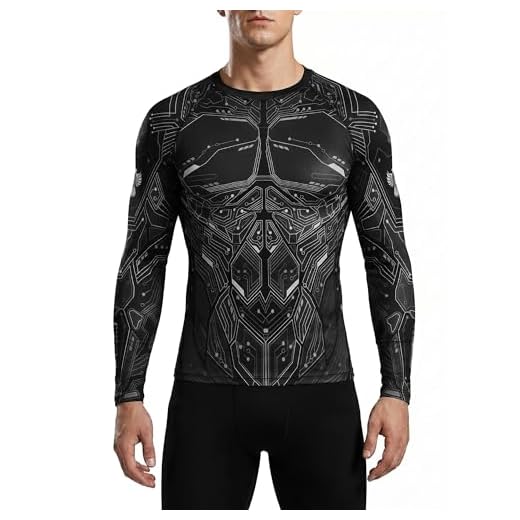 Raven Fightwear Men's Cybernetic Rash Guard MMA BJJ Black X-Large