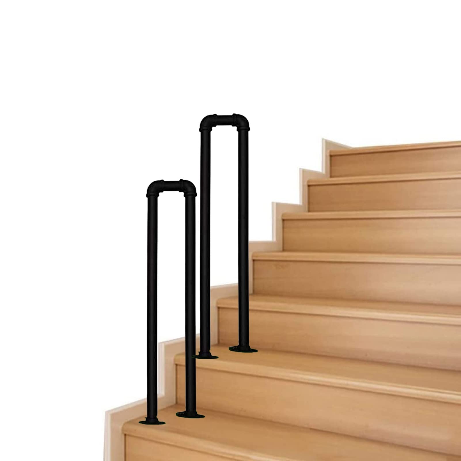 Rampe d'escalier industrielle en U pour sécuriser l'accès au jardin et terrasse